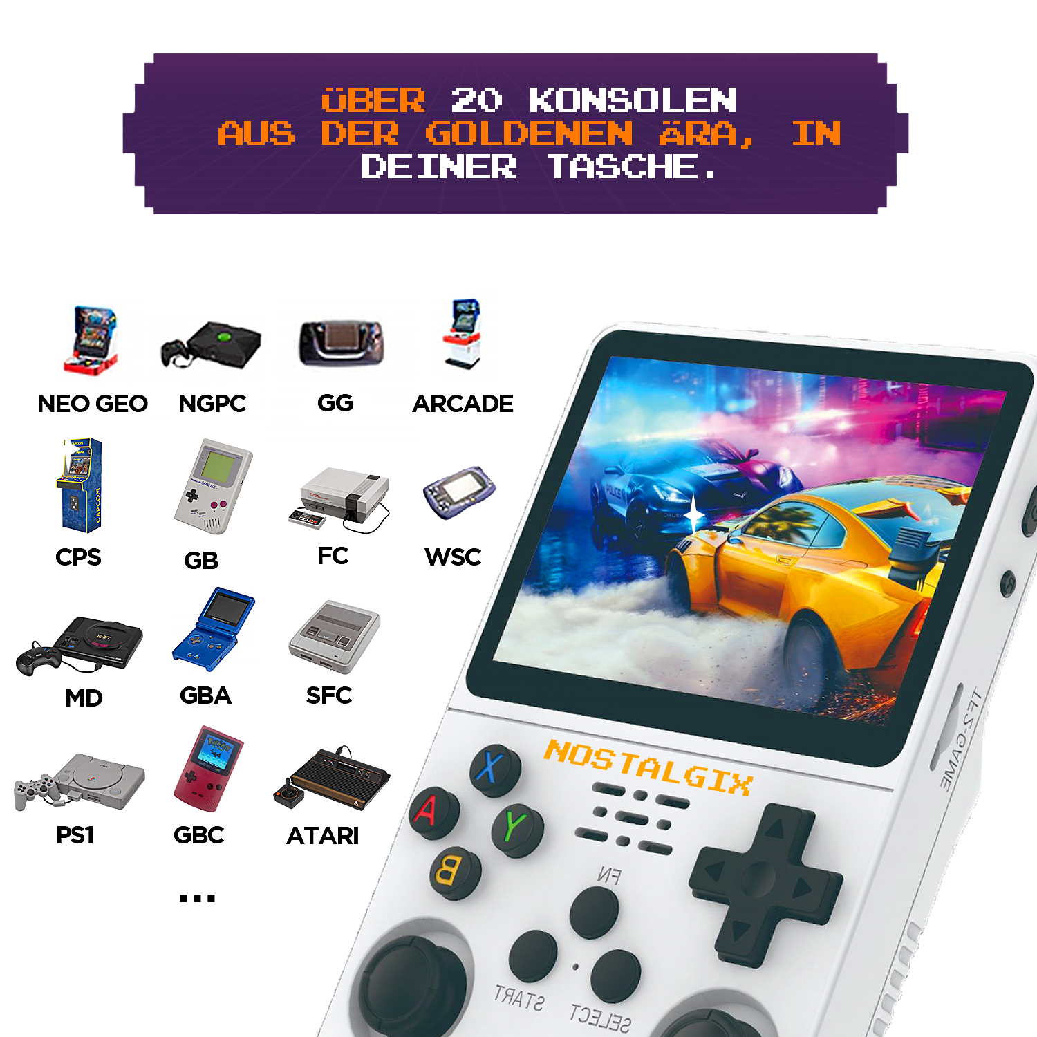 Palm Game Nostalgix + Bonus-Speicherkarte, 20.000 4K-Spiele und Ebook Retro Max Experience